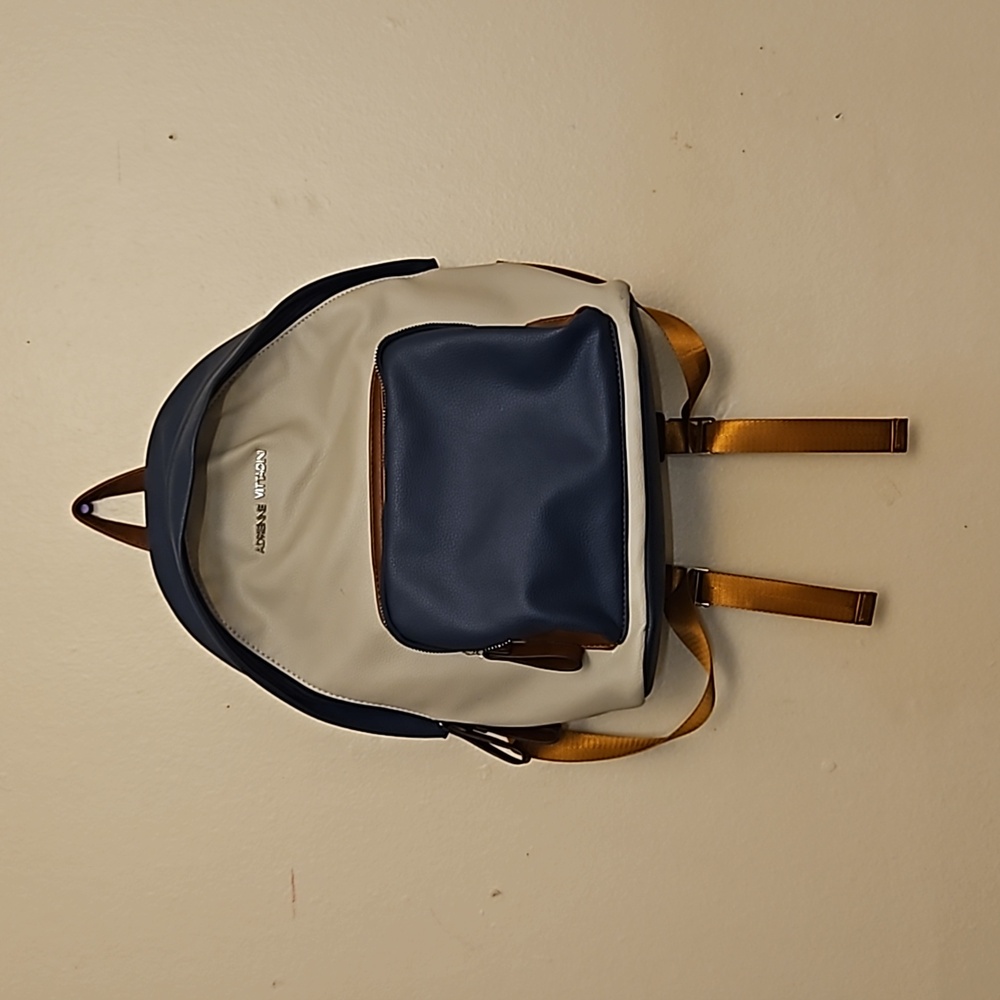 Adrienne Vittadini | Tan, Brown & Navy Blue Four Pocket Backpack